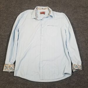 Consequence Shirt Mens XL Light Blue Long Sleeve Button Up Paisley Flip Cuff
